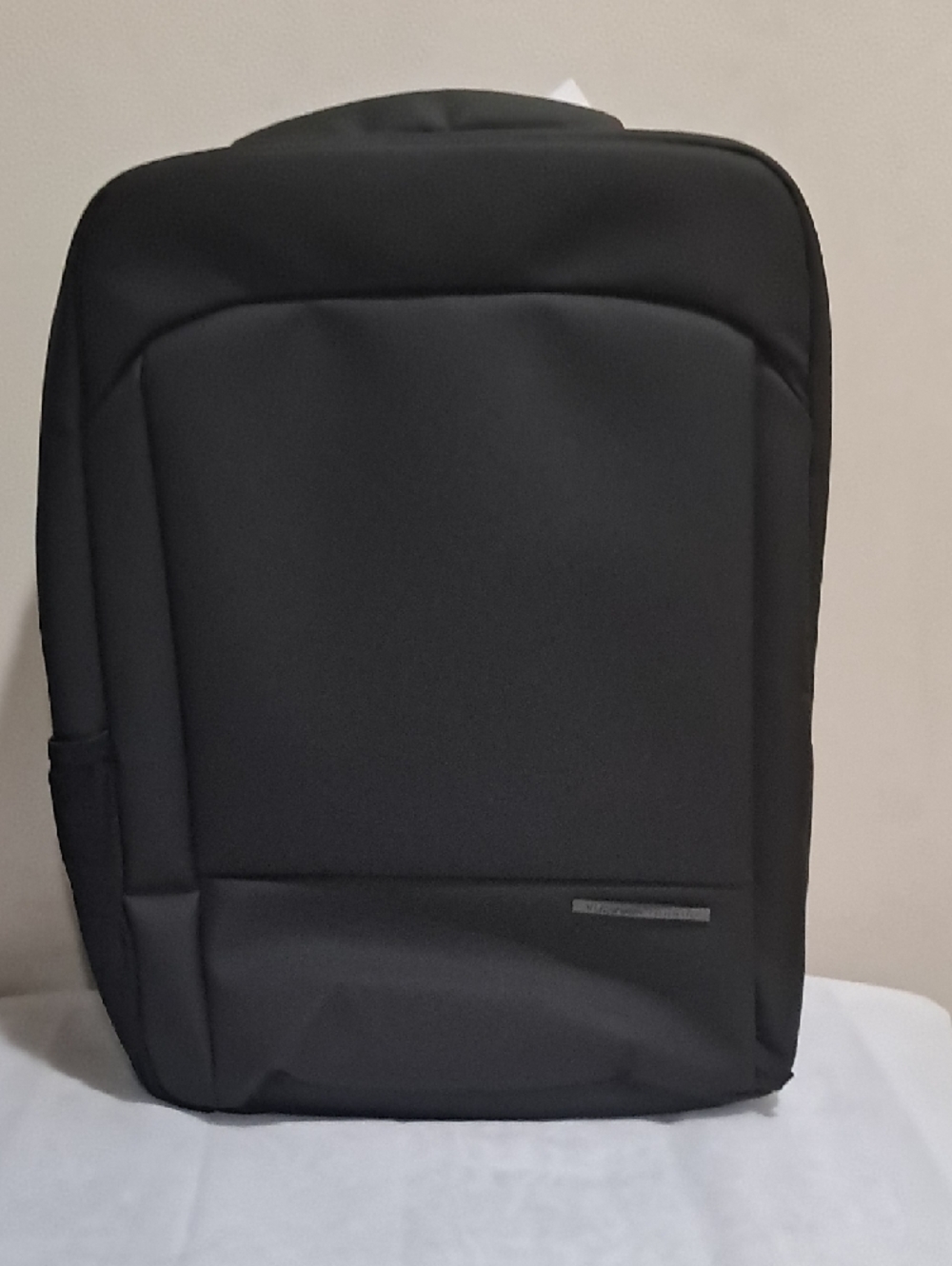 Black Textured Travel Bag/Backpack with Metal Logo